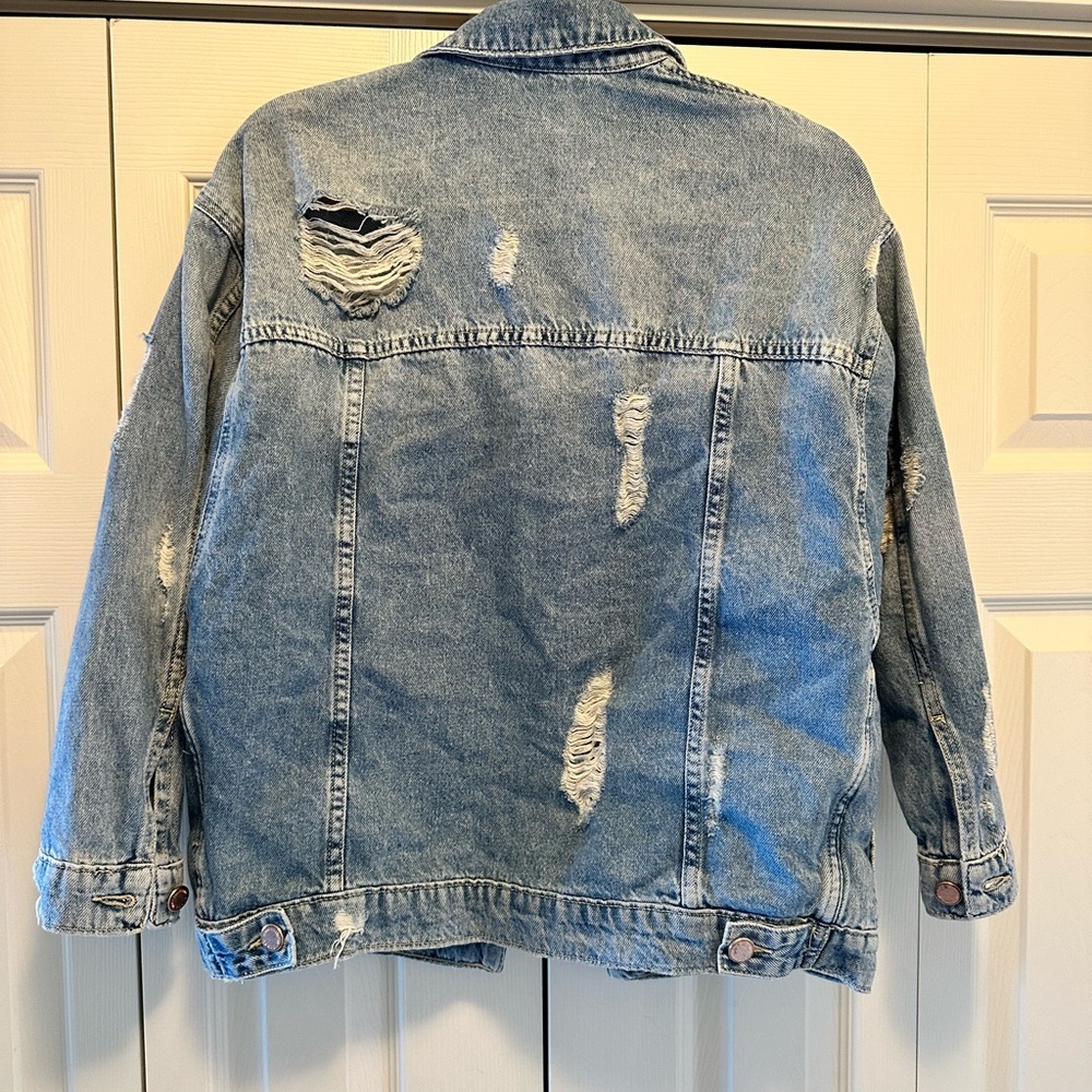 ZARA DL1979 Distressed Ripped Denim Jacket size Small - Picture 3 of 3